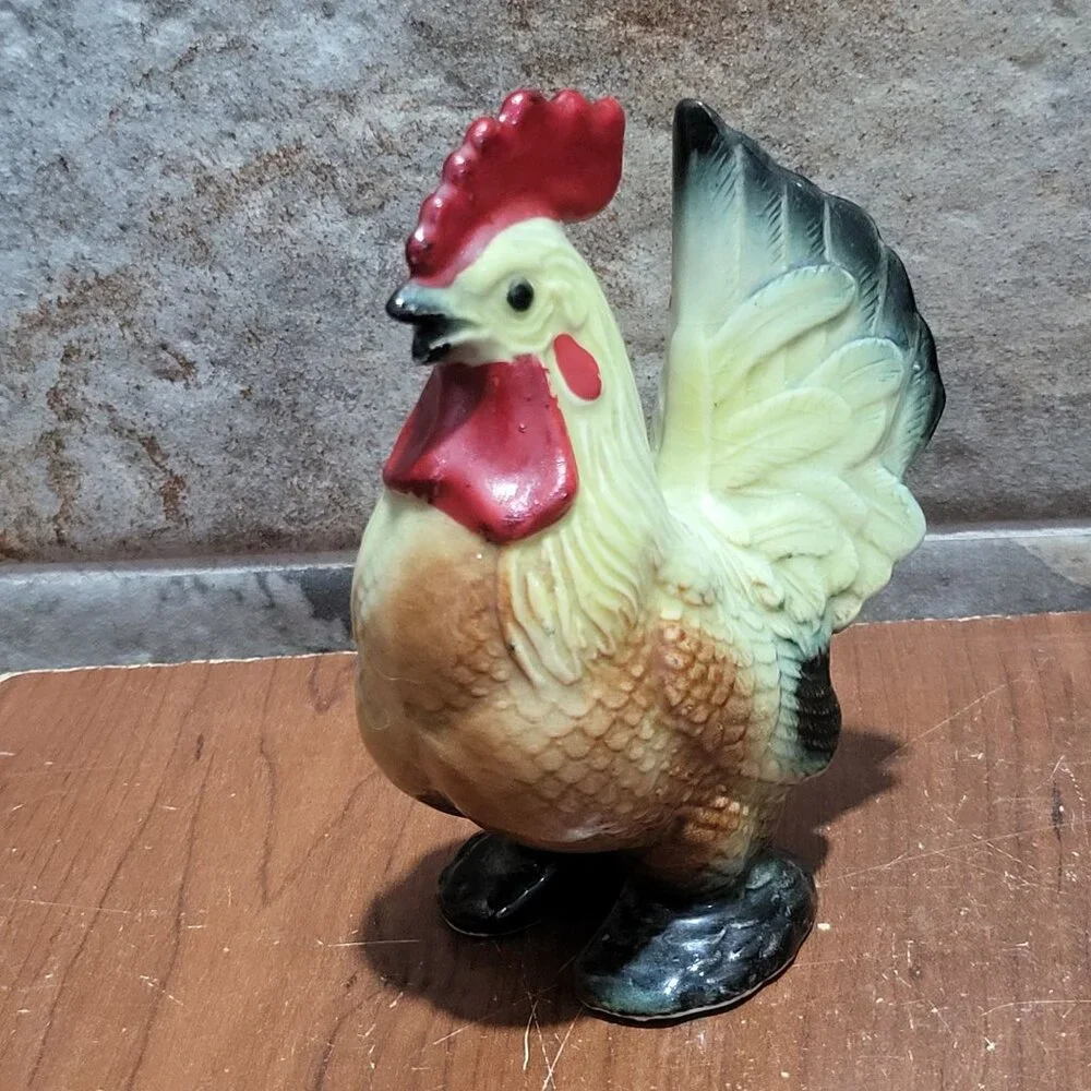 Vintage Ceramic Chicken Rooster Single Salt Pepper Shaker